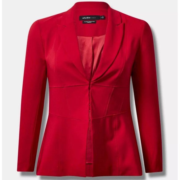Torrid Size 6 Studio Refined Crepe Corset Red Blazer - Picture 4 of 12